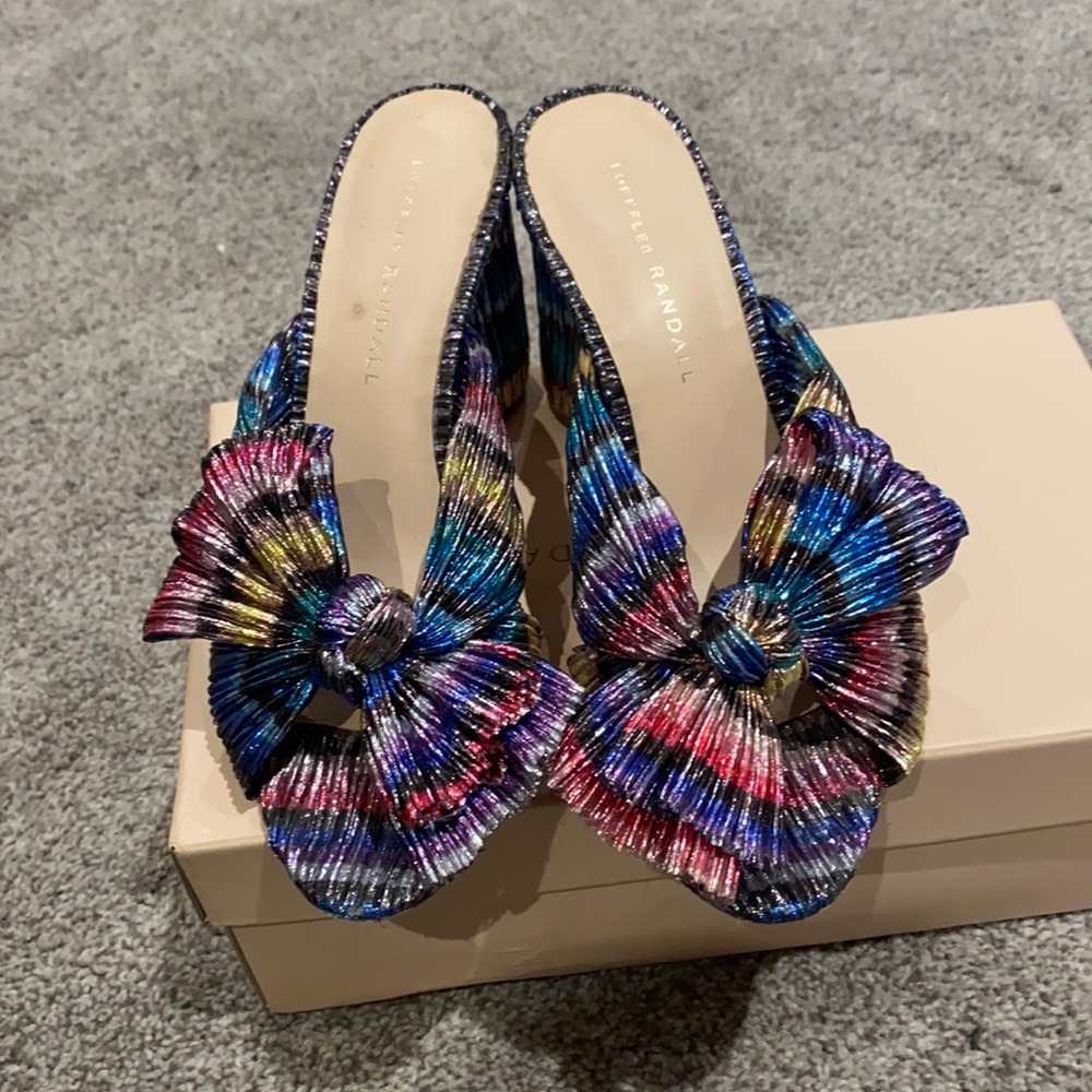 Loeffler Randall Multicolor Pleated Bow Mules